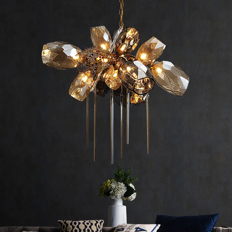 Luxury Dinning Ceiling Lamp  Art  Colored Blown Murano Glass Chandelier  Modern