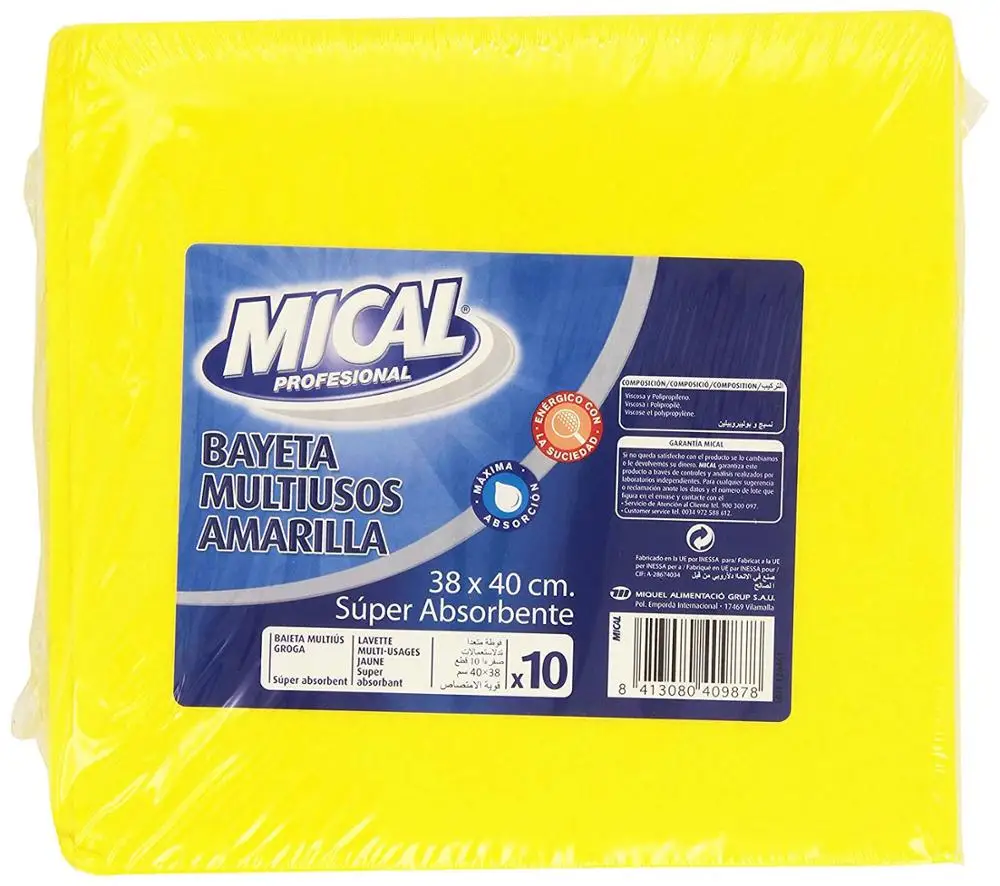 super absorbent Needle punched wiping rags , yellow pano dusting floor mop cleaning cloth ,multi purpose perforated wipes roll