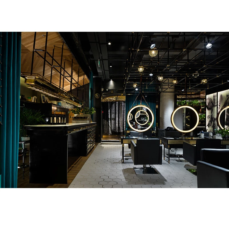 LUX Customized High End Hair Salon Shop Interior Design Barber Store Decoration For Furniture