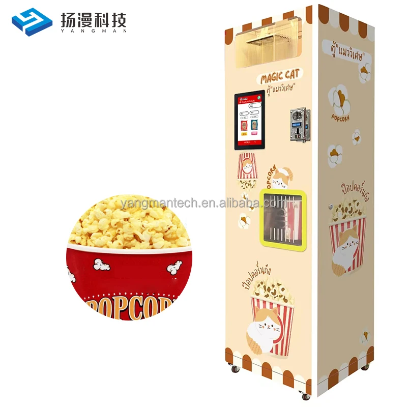 Automatic Electric Popcorn Vending Machine Cash Coins Scan Code Payment Method Multi-Language Vending Machine A Popcorn