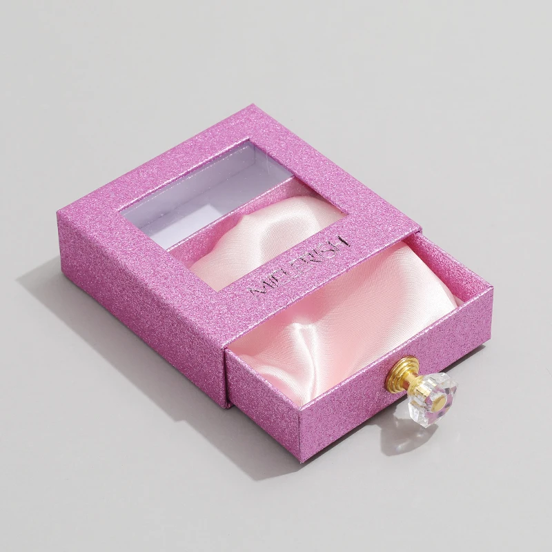 Custom Logo sliding drawer Transparent window jewelry box Cardboard packaging necklace Crystal treatment false eyelash box