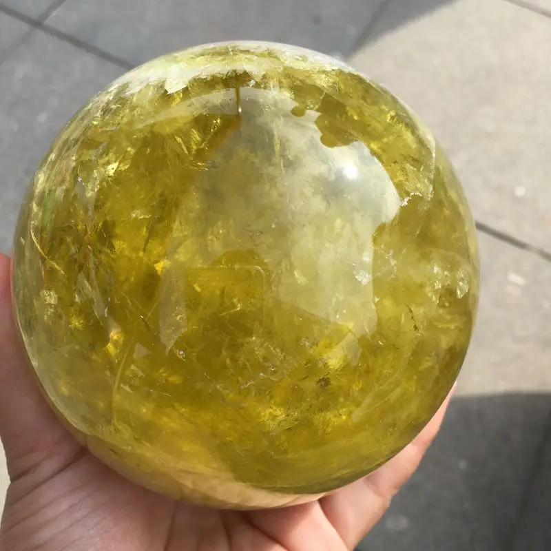 Wholesale magic natural yellow quartz rock citrine healing crystal sphere ball