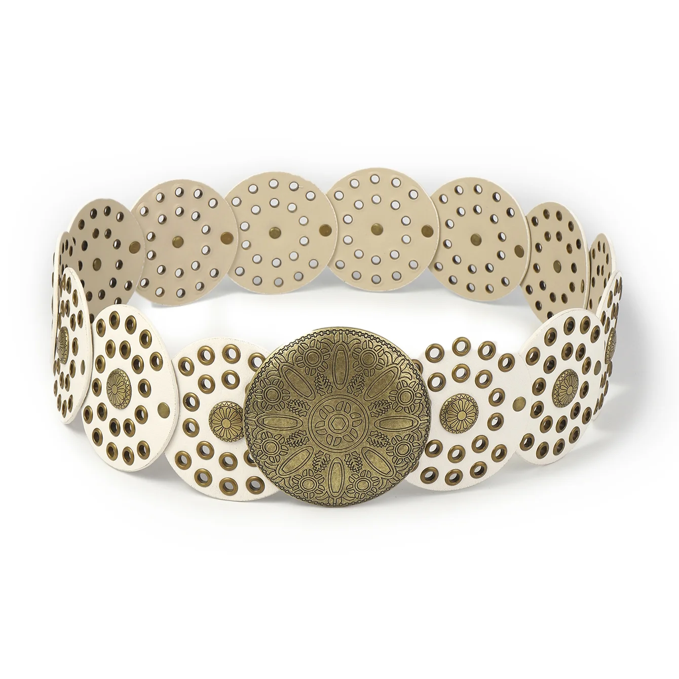 Hot sale factory direct price Women Leather Disk Link Belt Boho Western Waist Belts