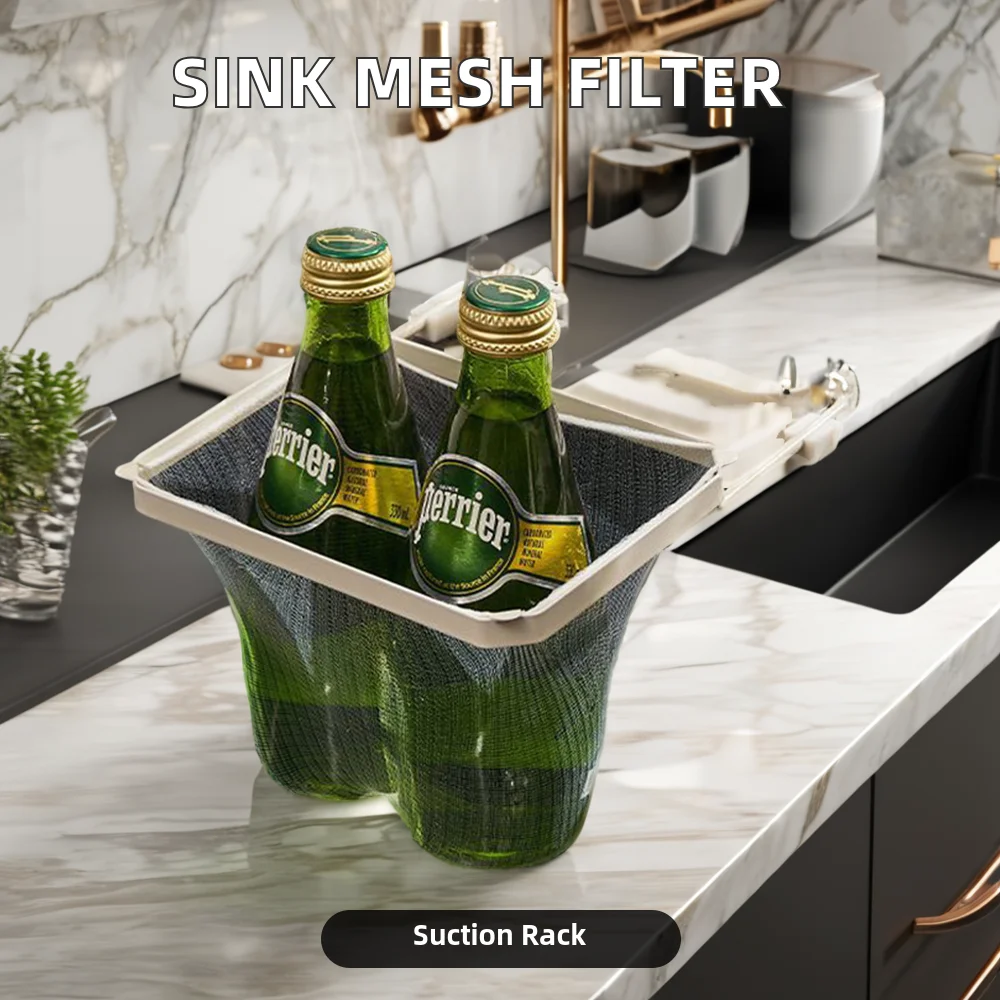 New Fashion Kitchen Sink Filter Net Plastic Metal Dishcloth Holder Strainer Garbage Mesh Food Safe