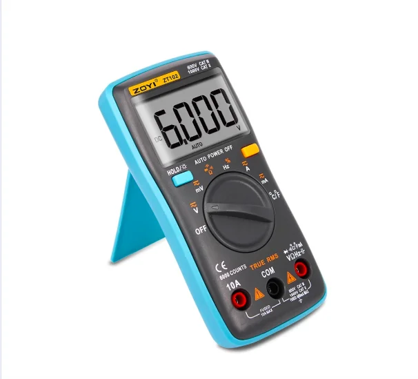 ZT102 Auto Digital Multimeters 6000 Count AC/DC Ohm Ammeter Temperature Meters