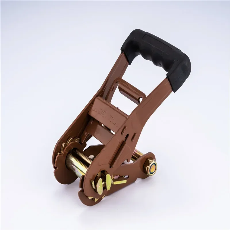 china wholesale 6000kg yellow zinc ratchet buckle with rubber handle use for cargo control