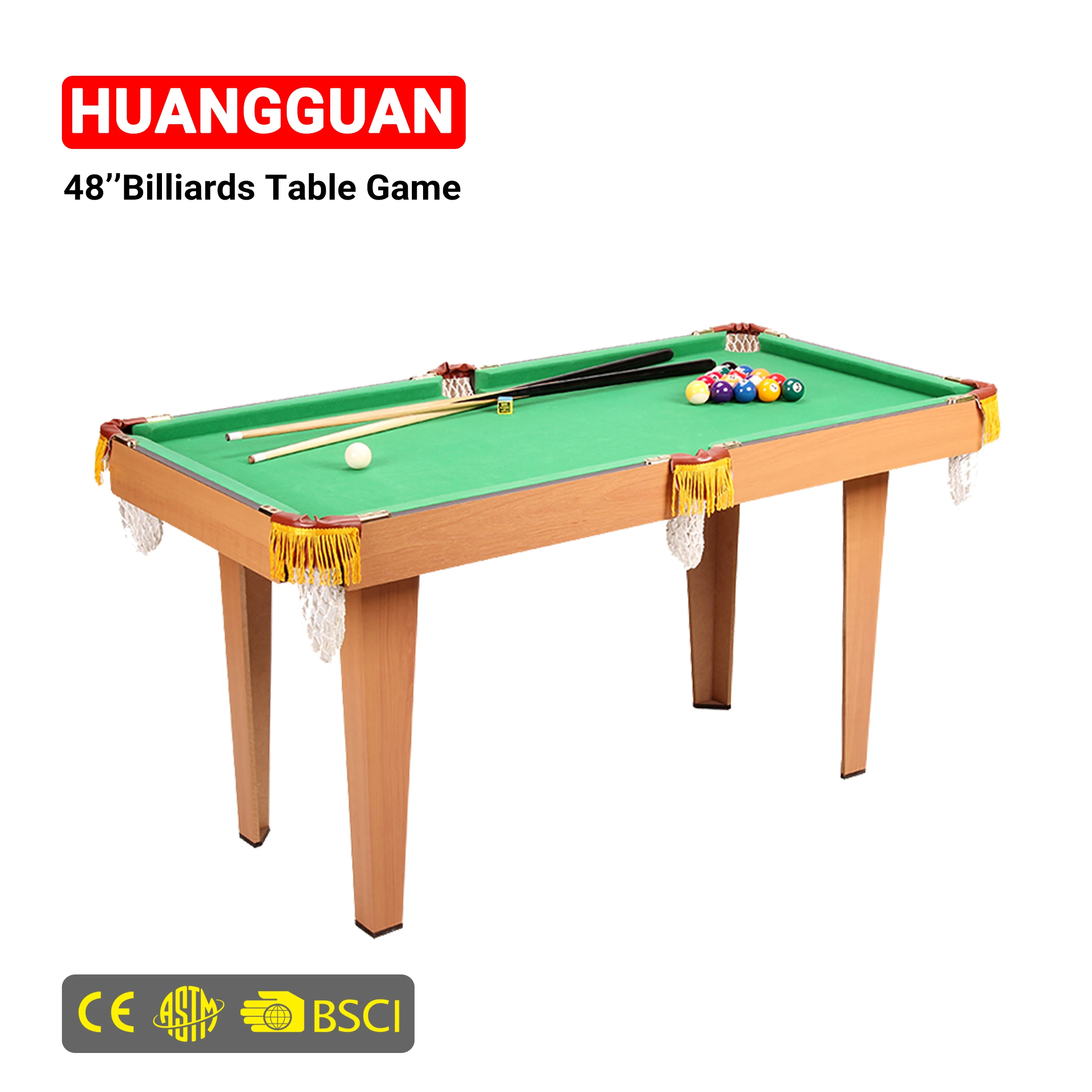 Huangguan 48 Inch Factory Whole Sale Snooker Game For Family Billiards Table Games Wooden Snooker Indoor Billiards For Sale
