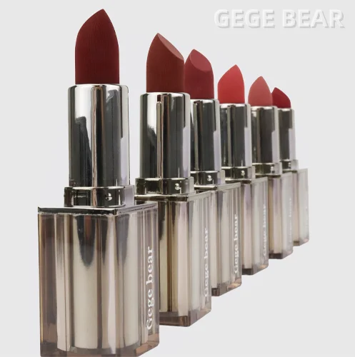 High Quality Smooth Long Lasting Cream Solid Matte Lipstick Gege Bear Beautiful Mist Velvet Lipstick Lip Balm Tube
