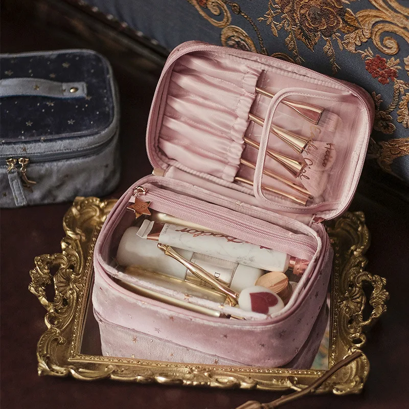 Camino Hot Sell Womens Cosmetic Toiletry Bag Suede Velvet Makeup Bag Cases Brush Storage Bags