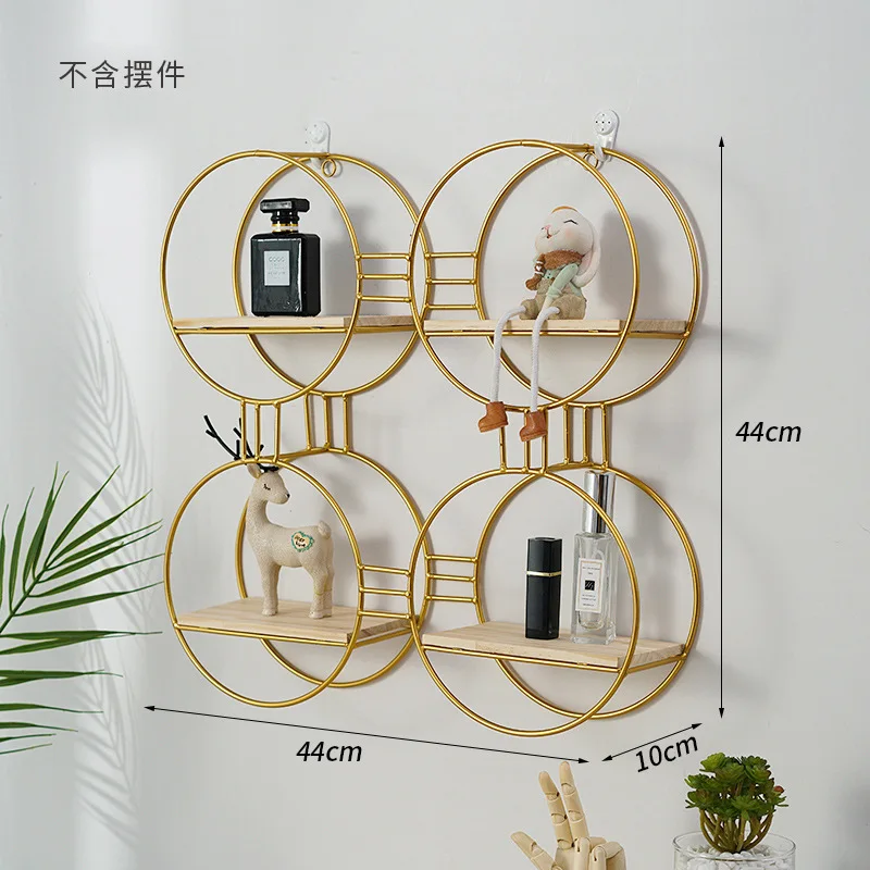 
Floating Metal Wood Hexagonal Rack Shelf Geometric Figure Storage Rack Wall Hanging Book Figurines Flower Pot Display Shelf 