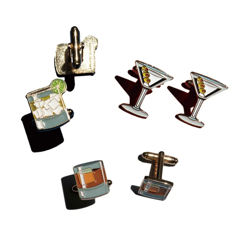 Wholesales Custom Martini Old Fashioned Negroni Cocktail Whiskey Cufflinks