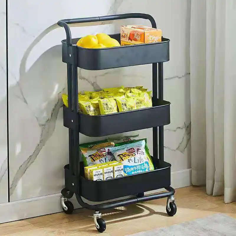 shopping cart with storage Organizer Rack Kitchen Island Rolling Trolley Storage Holders Cart For Kitchen With Wheels
