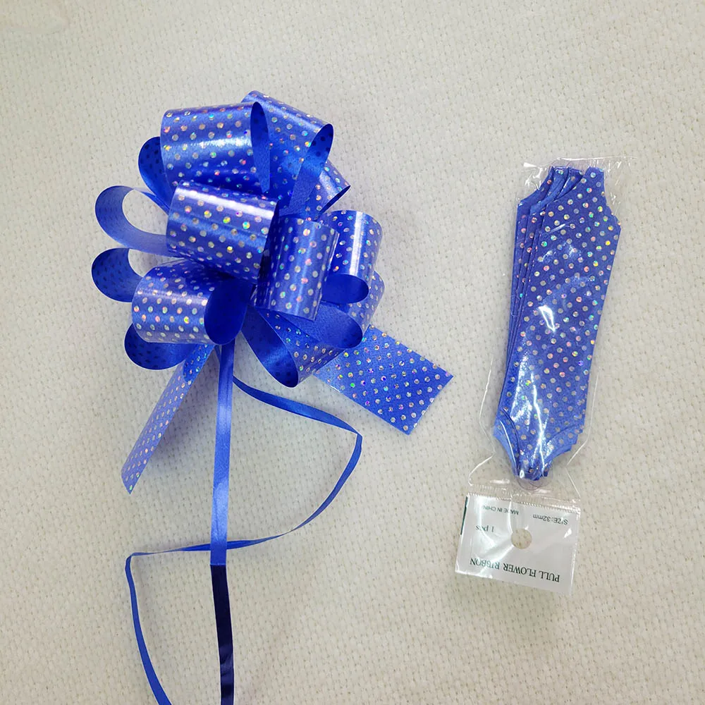 Pull flower ribbon in solid/metal/glitter color