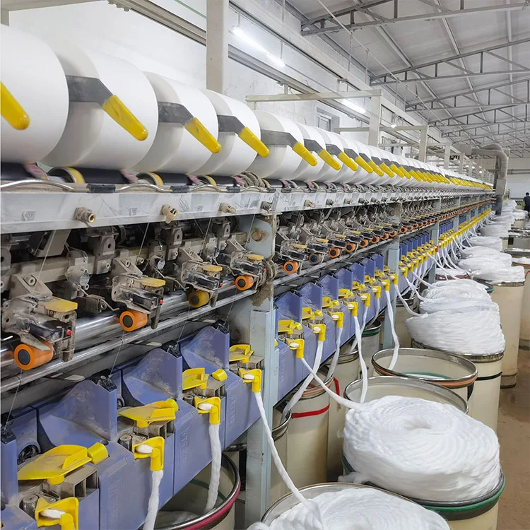 Open End Textile Yarn White 100% Polyester Spun Yarn Rotor Spinning For Knitting