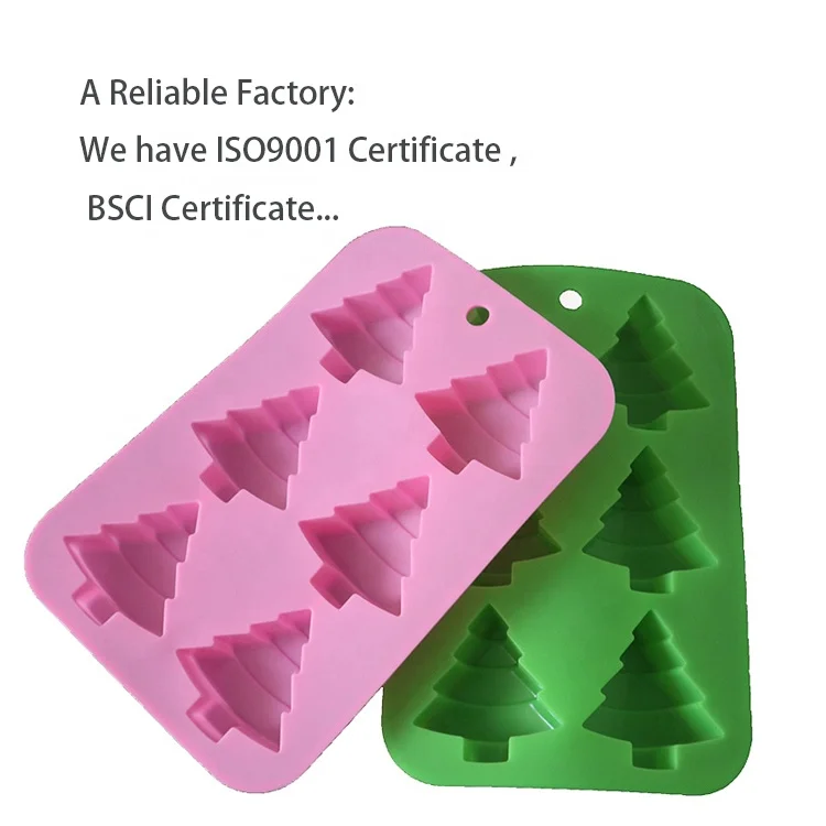 Low MOQ 3D 6 Cavity Tree Shape Silicone Candy Mould Christmas Silicone Gummy Moulds For Baking