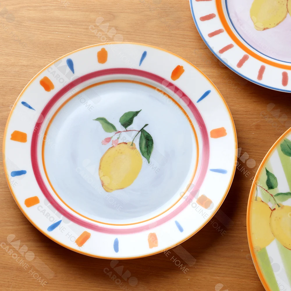 Caroline Design ceramic tableware, fruit collection, lemon patterned plate, custom design pattern