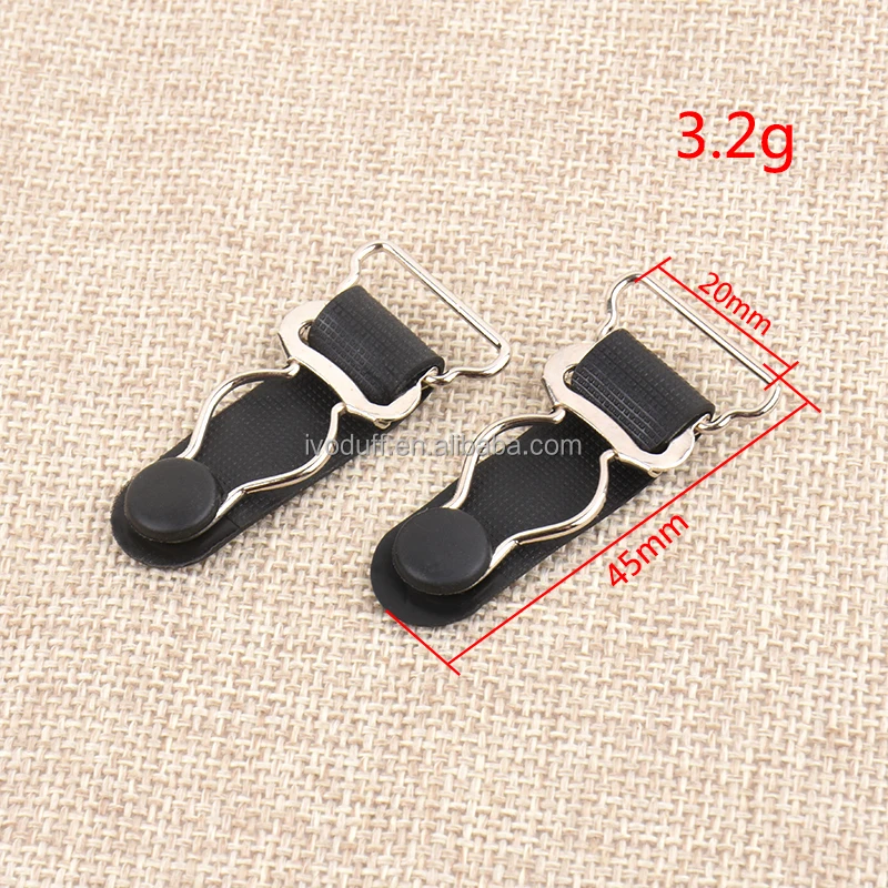 Ivoduff Wholesale 20mm Suspender Clip Garment Accessories Black Suspender Garter Clips