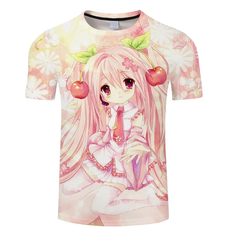 Fashion Summer Girls T Shirts clothing New Wear Anime Printed T-Shirt For Girl