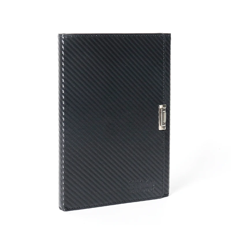 factory wholesale magnetic snap high quality black 3D folded PU leather notebook for business