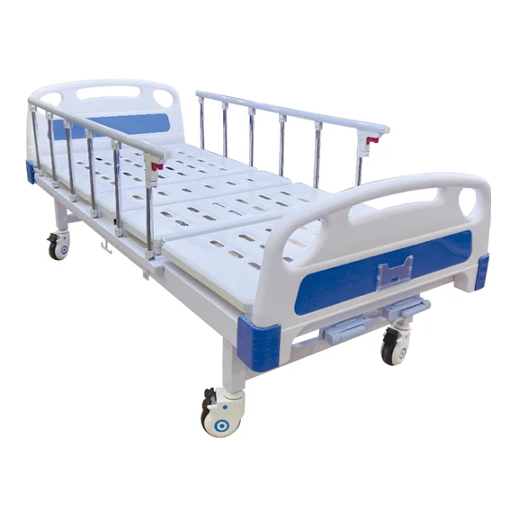 High quality hospital 2 function manual nursing bed ABS home care bed with side rails