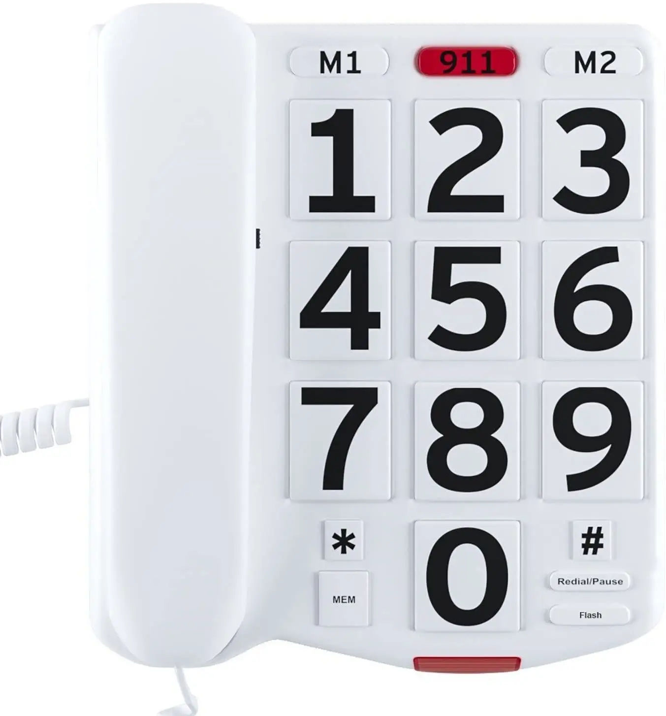 SOS Big Button Telephone Loud Speaker Caller ID for Elderly Amplified Corded Landline Phones Home Use Without Handfree