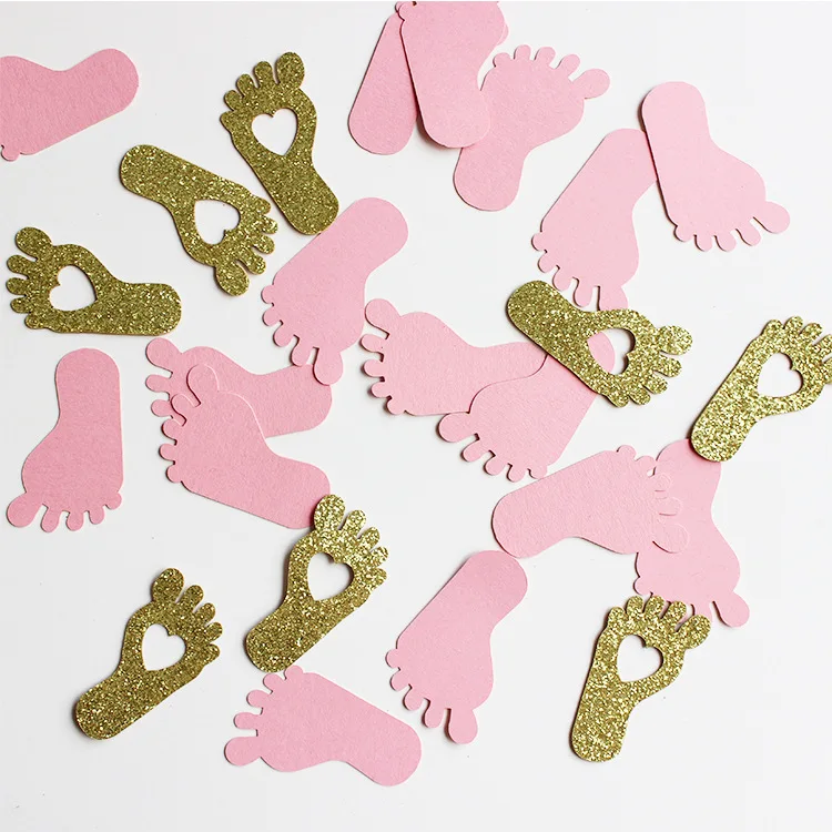 New Arrival Confetti DIY Foot Shape Baby Shower Gender Reveal Party Confetti Boy Girl Throw Confetti Desktop Decoration