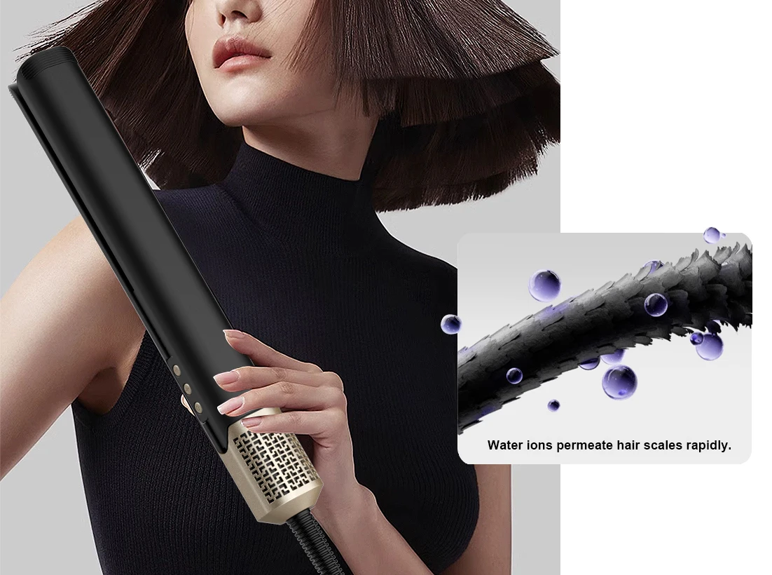 2-In-1 110000RPM Brushless high Speed Motor Hot Air Styler Straightening Hair Dryer Water Ion Curing Automatic Shutdown