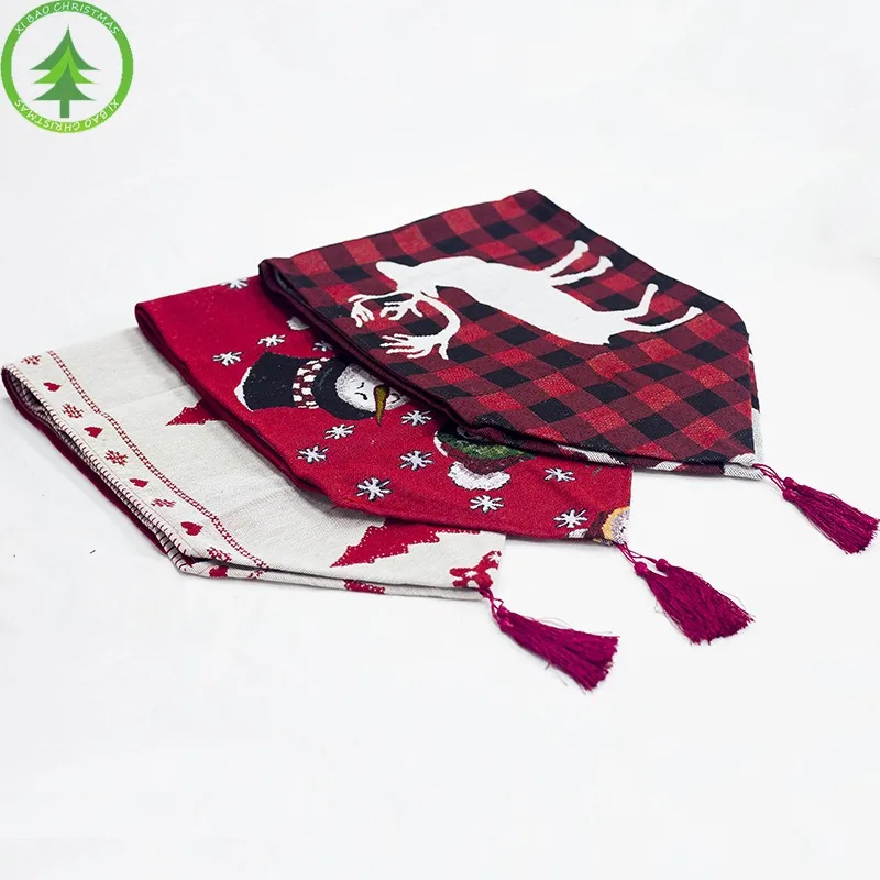 Christmas Decoration Embroidery Runner Creative Christmas Coffee Table Decoration Table Cloth Table Flag