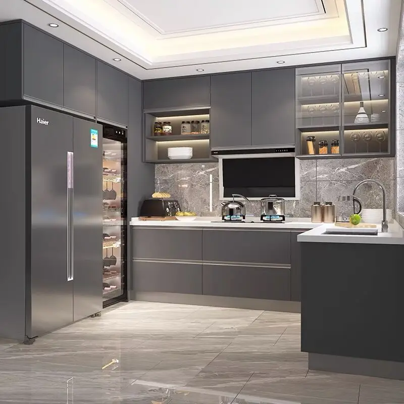Complete Full Set White Kichen Cabinets Modern Kitchen Furniture Model Sets