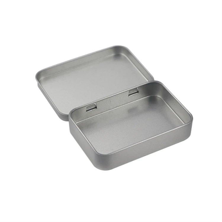Custom Printing Sliver With Hinged Lid Metal Gift Tin Box With Hinged Lid