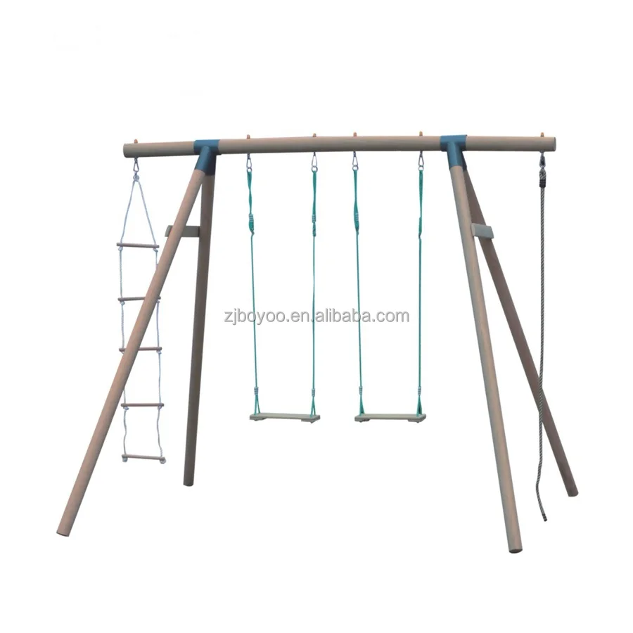 Factory direct wooden frame garden swing chair with 2 seats from china for wholesale