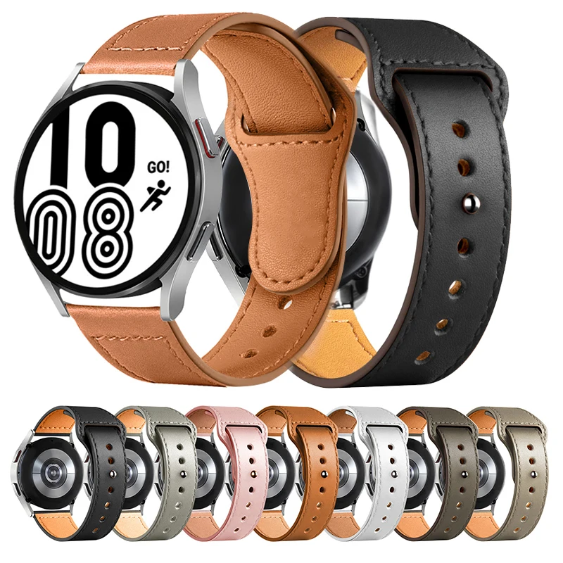 20mm 22mm PU Leather Band Strap For Samsung Galaxy Watch 3 4 44mm 46mm Active 2 40mm  Gear S3 Bracelet Huawei Watch GT Belt Band
