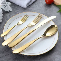 18/10 stainless steel royal wedding golden spoons forks knives gold cutlery set