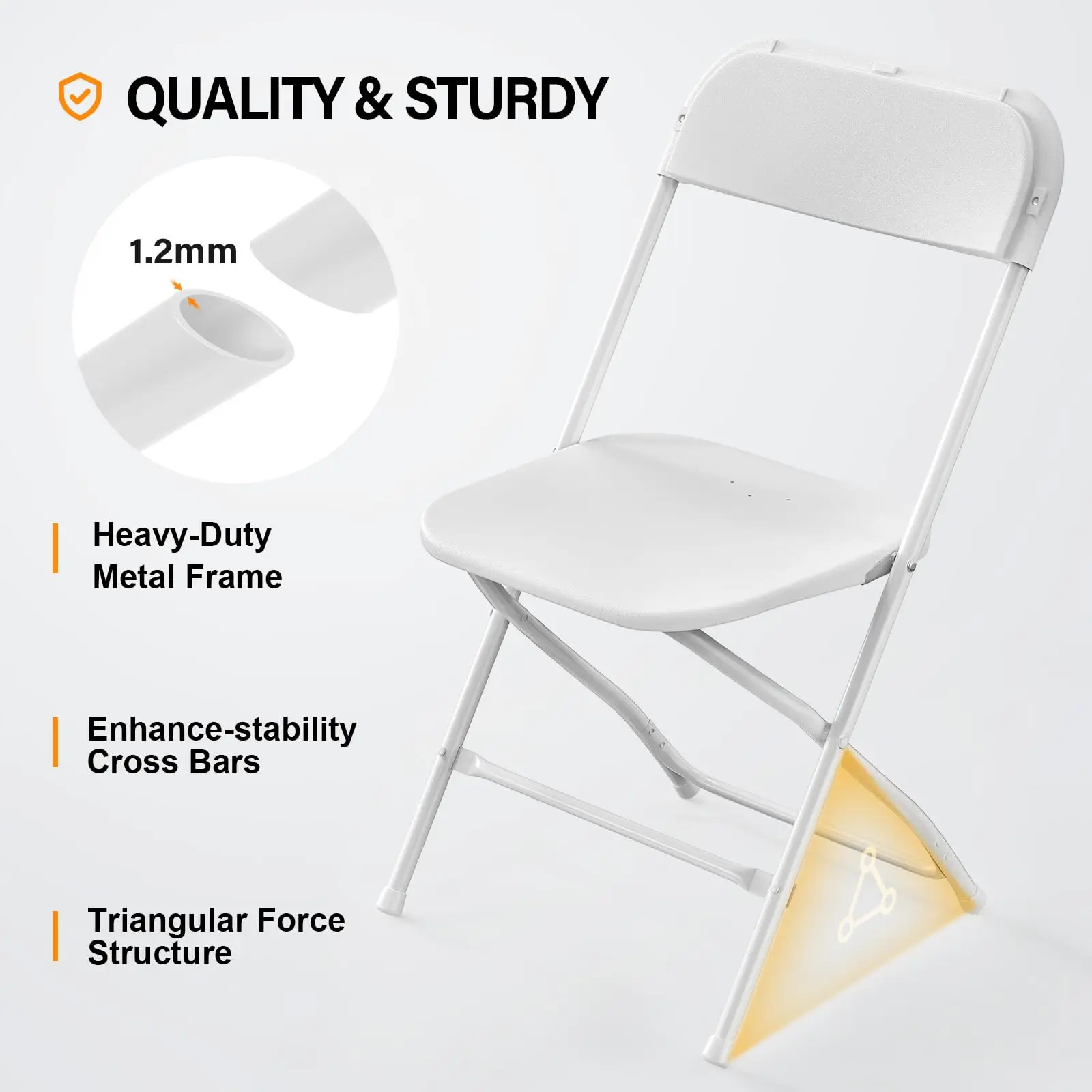 Indoor Outdoor Portable Stackable Commercial Seat with Steel Frame White Plastic Folding Chair  for Events Office Wedding