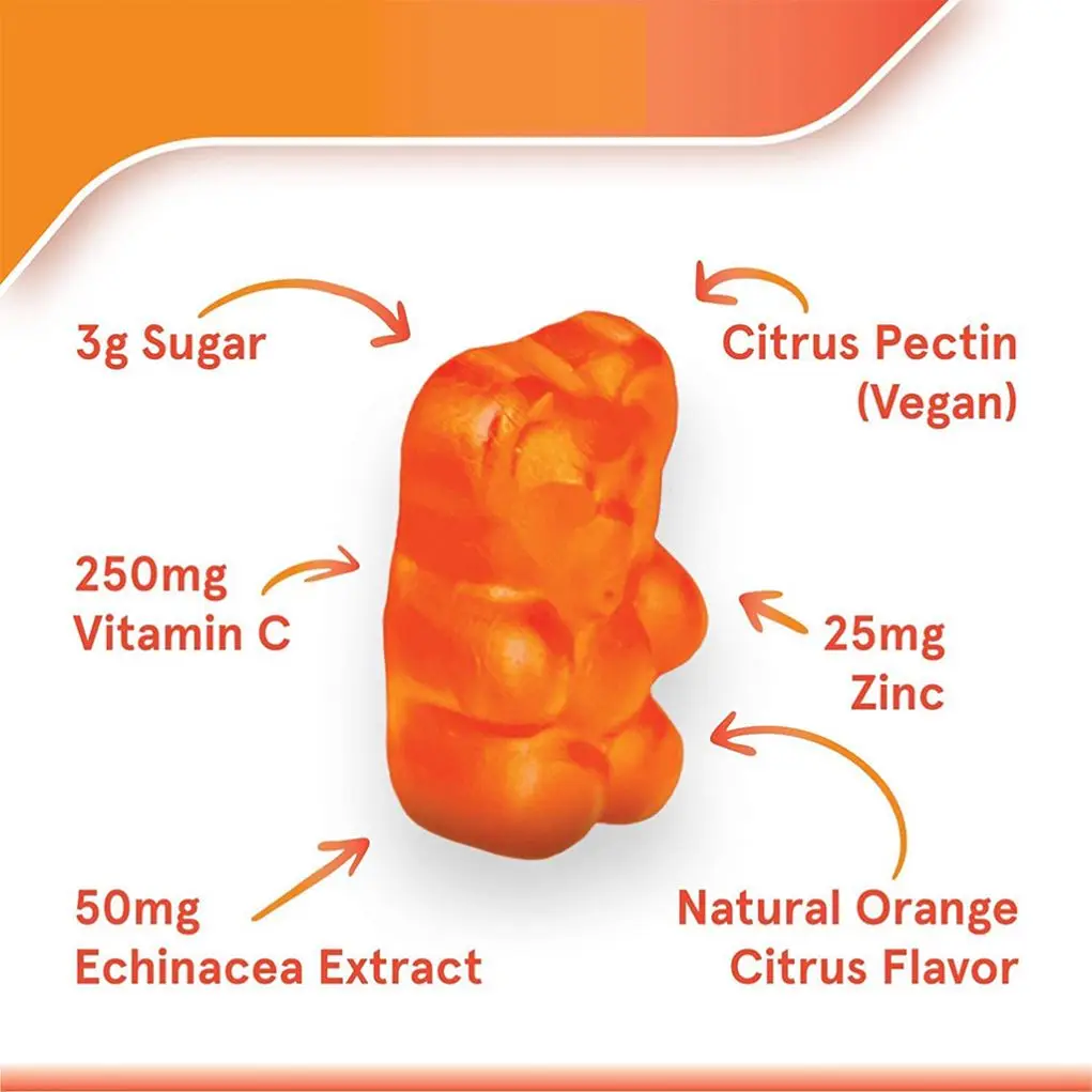 OEM Vegan Citrus Pectin Dietary Supplement Echinacea Extra Immune booster Vitamin C Gummies