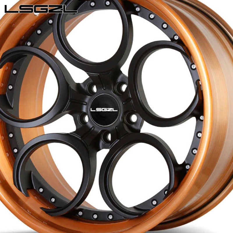 LSGZL custom forged 2 piece car rims alloy wheel Pcd 6X139.7 5x120 5x130 16 19 20 24 26 28 inch rims passenger car wheels