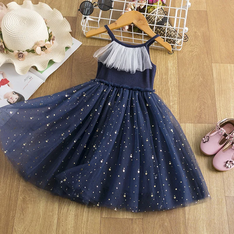 Summer New Spot Girls Sundress Skirt Trendy Star Screen Dress Korean Style Princess