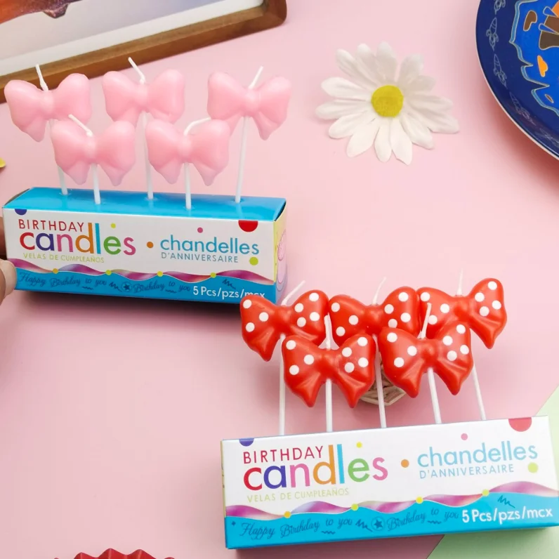 New creative cake decorated bow birthday candle Creative colorful polka Dot bow series birthday candles