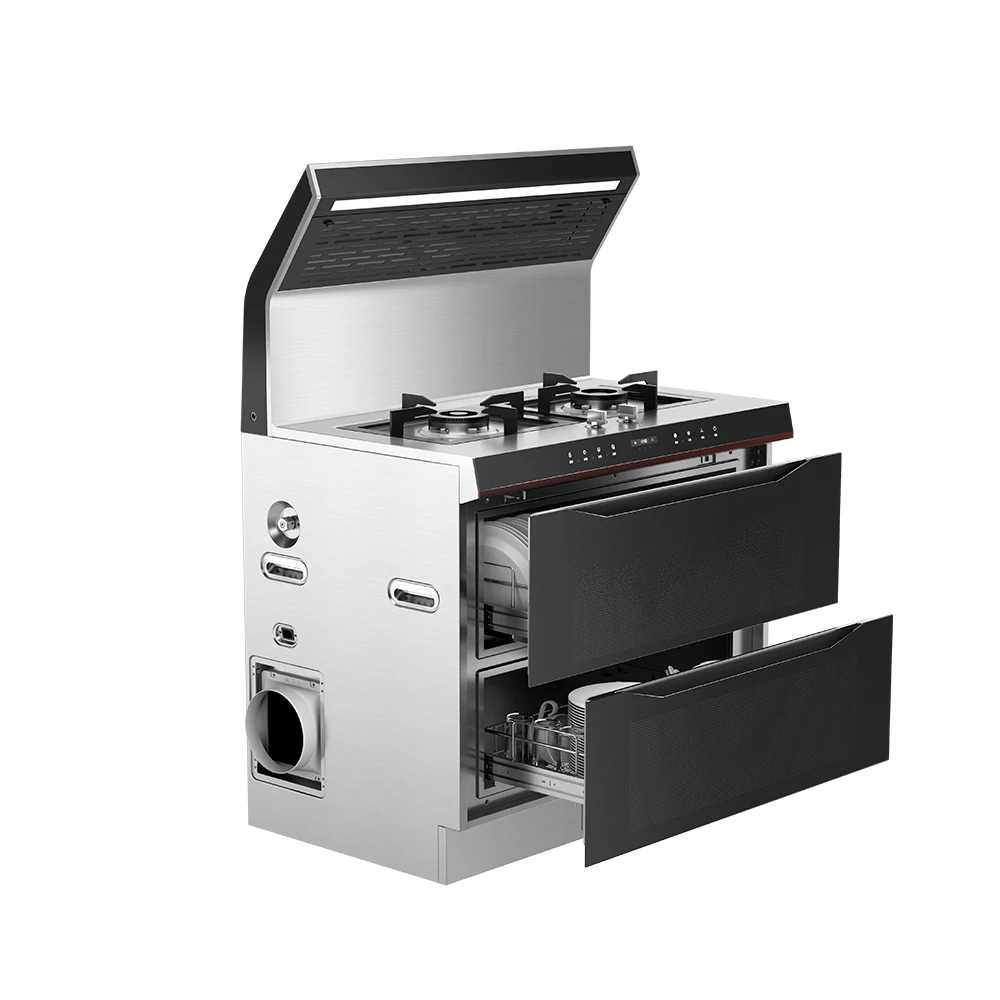 Stainless steel Double burner gas stove with steam oven