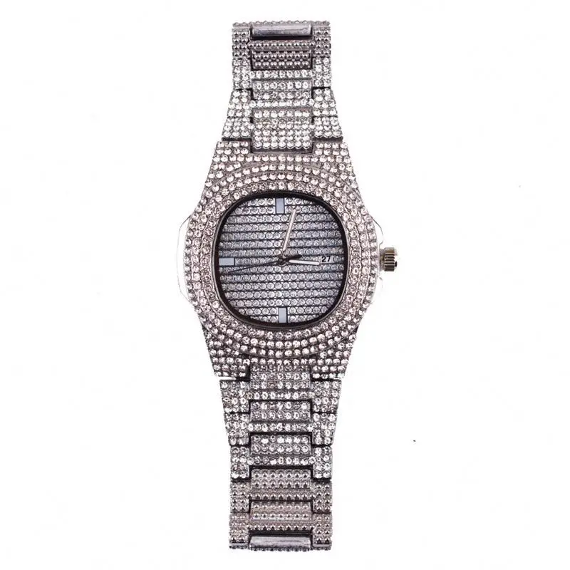 2022 New Style Luxury Iced Out Watch Bling Quartz Square Women Watches Relojes Hip Hop Gold Full Watch Jewelry