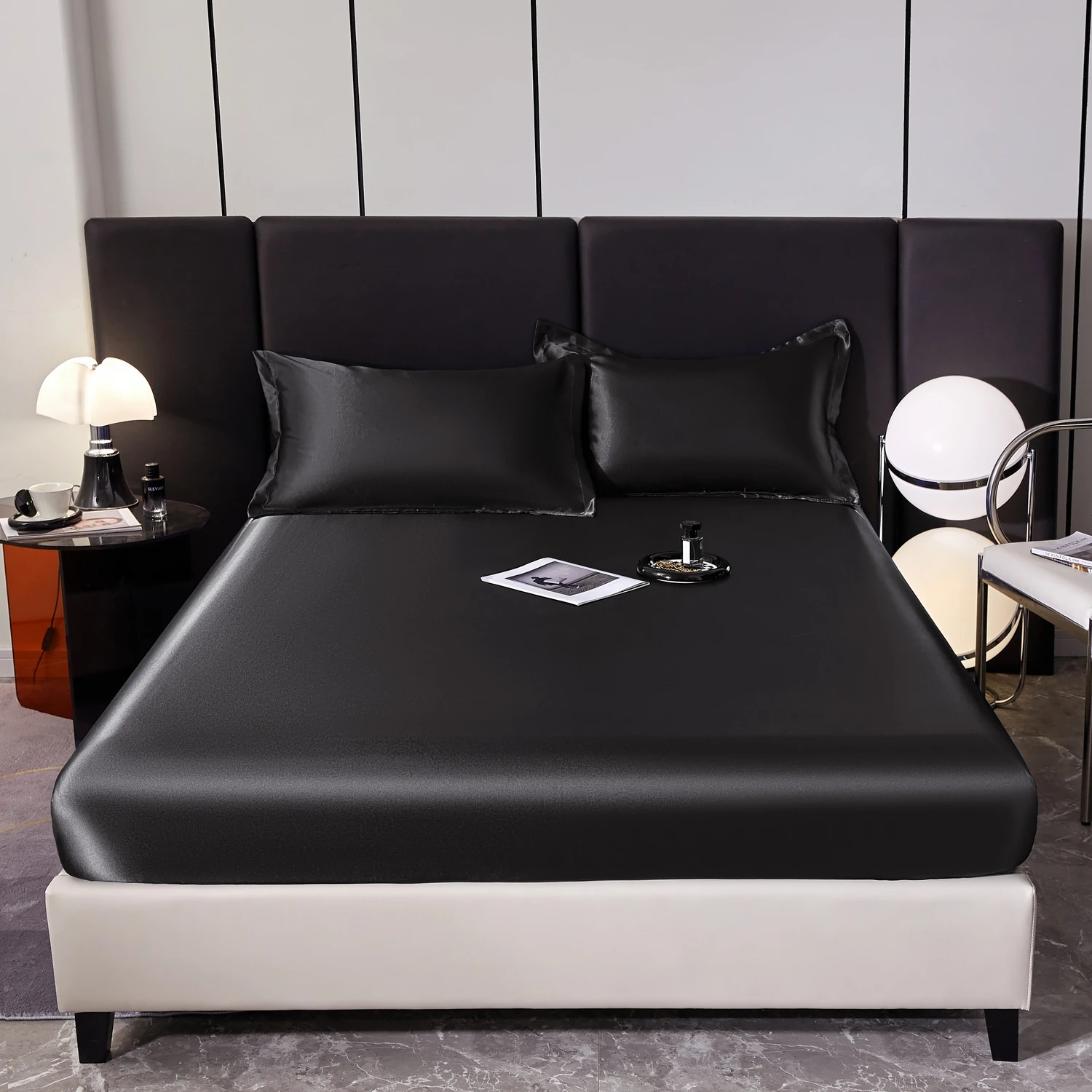 2024 Hot Sale 3pcs Silk Satin bed sheets Ultra Soft Silk Satin Fitted sheet Set