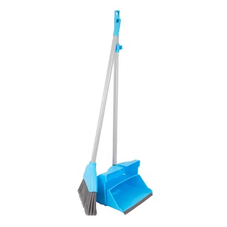Wholesale Steel Long Handle Dust Pan Broom Set with PET Fiber Broom Head Home Use Plastic Broom Dustpan Household Cleaning