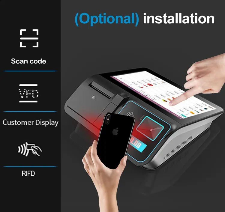 11.6 Inch Touch Window Pos Barcode Scanner Desktop All in One Cash Register Terminal POS Machine With Thermal Printer Card