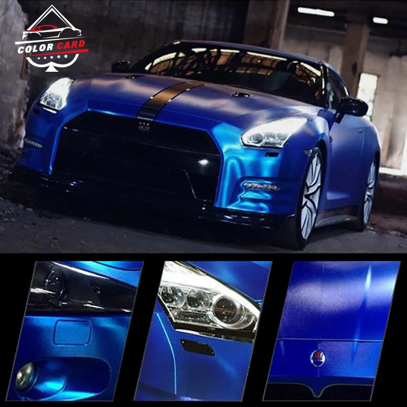 Car Air Release 5x59FT sticker matte Brushed Chrome Dark blue Ice film car wrap vinyl Car Wrap Covering Film