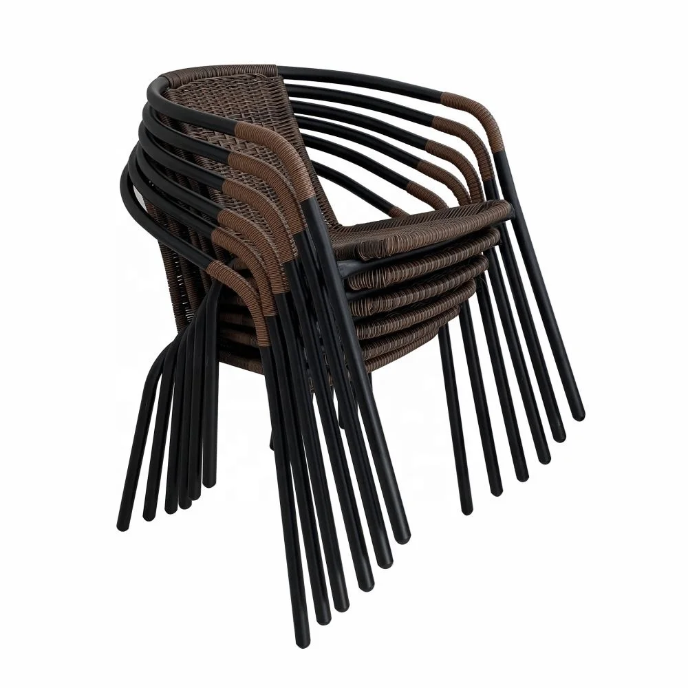Outdoor Aluminum Patio Chair French Bistro Dining Rattan Chairs Furniture Outdoor  Stacking Chair