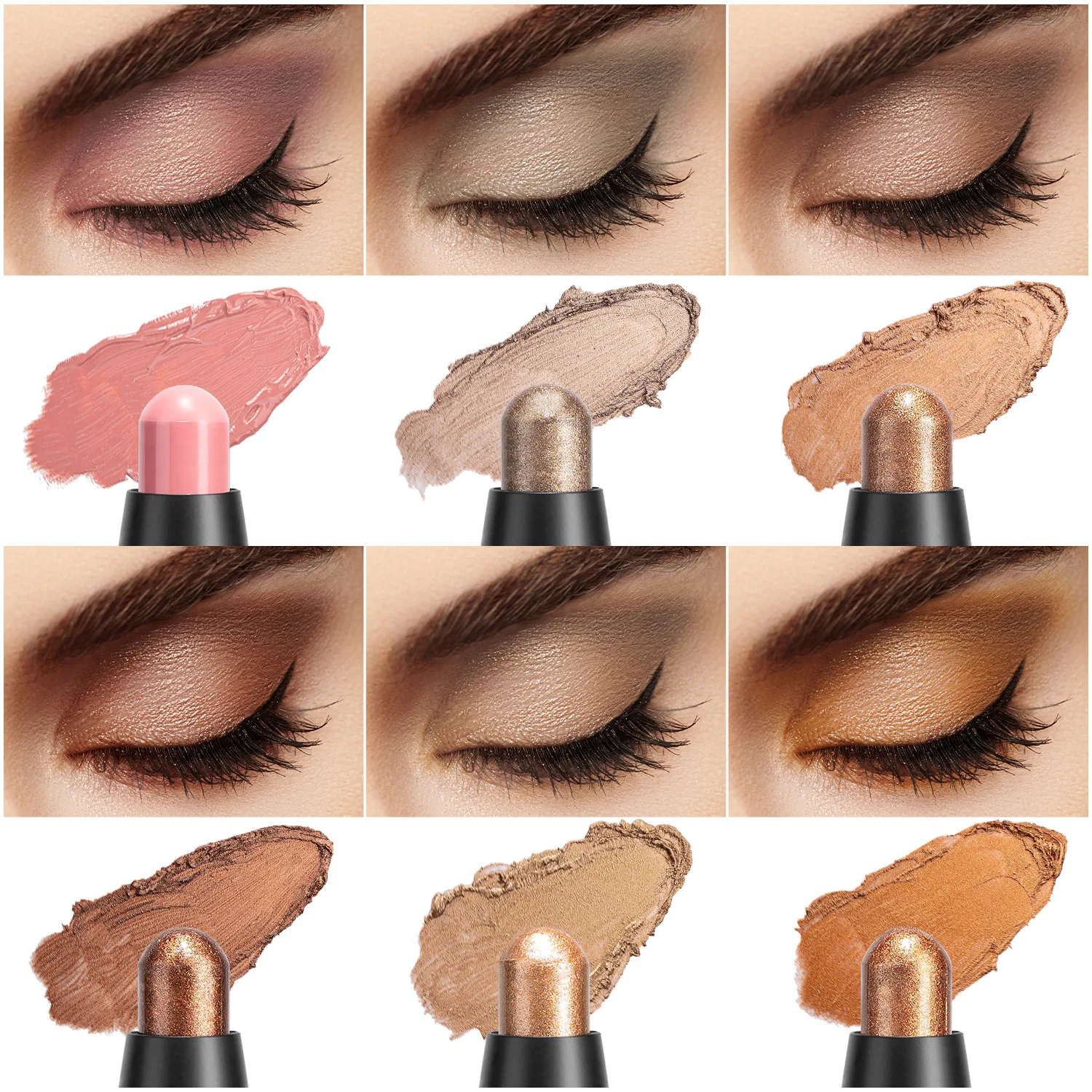 12 colors 2 in 1 korean make up Multi-Stick highlighter shimmer Cream eye Shadow glitter makeup Eyeshadow Stick Pencil Crayon