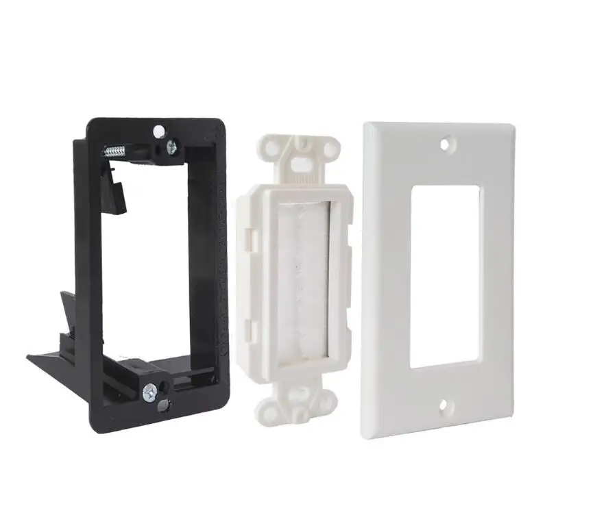 Single Gang White with white color brush  wall plate USA standard