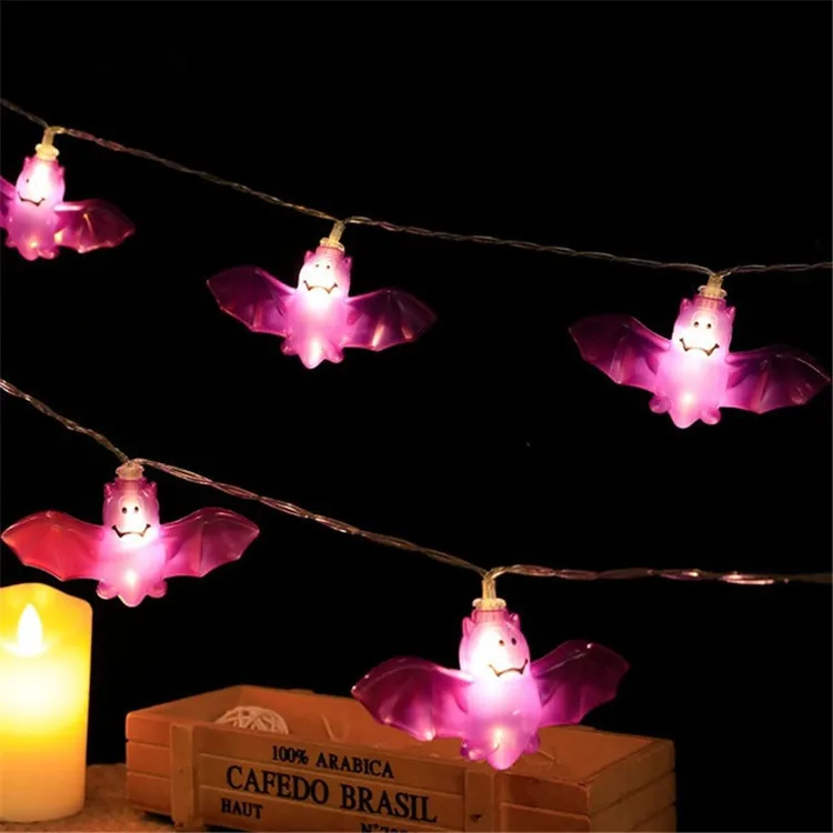 LED Ghost Bat Spider Pumpkin Lantern Battery Operated String Light Halloween Decorations Lights for Autumn Party
