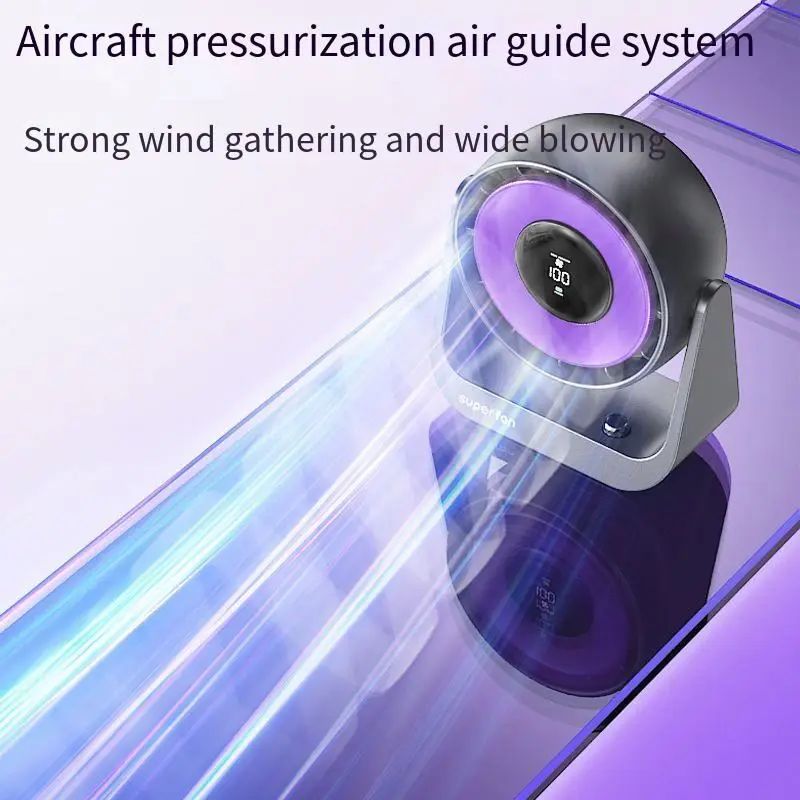 Desktop air circulator high-speed turbine convection Table With Battery  Portable Office Rechargeable Mini  Usb-Powered Desk Fan