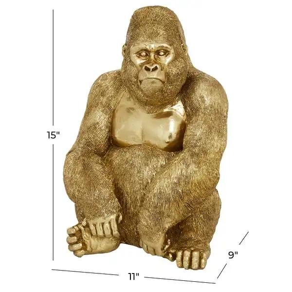 Gold Polystone Traditional Animal Gorilla Art Sculpture Statue For Outdoor Decoration